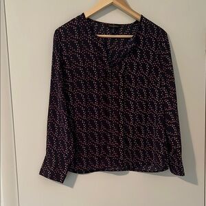 Banana Republic, XS, Women's Navy and Red Patterned Top